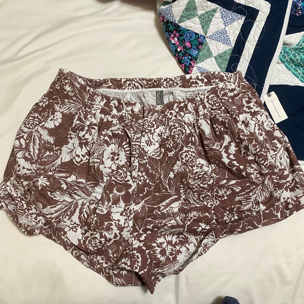 Anthropologie High Waist Brown and White Shorts